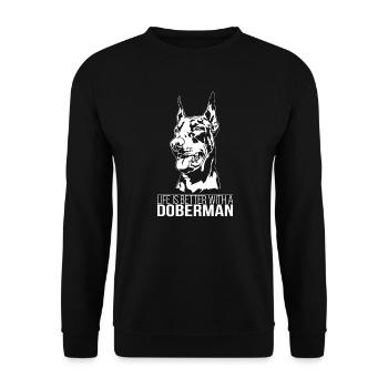 La vie de doberman est meilleure Chiens Wilsigns - Sweat-shirt Unisexe - noir - Devant - Alina (178cm) & Michal (187cm)