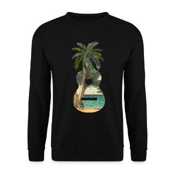Gitarrengeschenk Gitarrist Musiker Palm trees - Unisex Pullover - Schwarz - Vorne - Alina (178cm) & Michal (187cm)