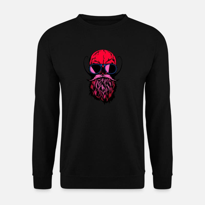Kopf des Totenkopfhippie-Kranichbart-Bartschnurrbartes - Unisex Pullover - Schwarz