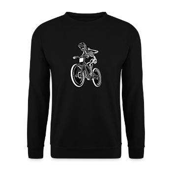 BMX / Mountain Biker 04_schwarz weiß - Unisex Pullover - Schwarz - Vorne - Alina (178cm) & Michal (187cm)