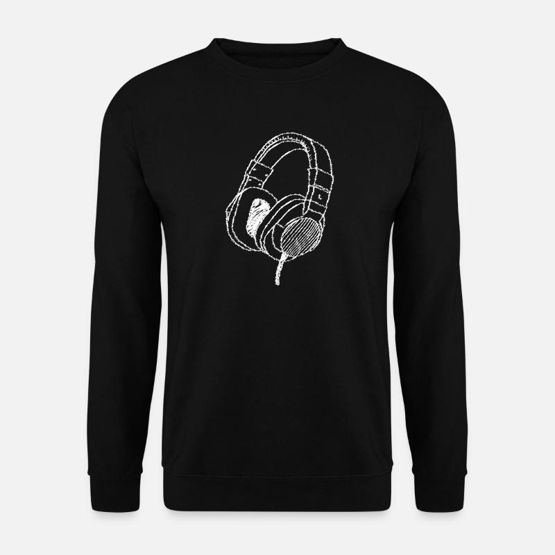 Headphones - drawn - retro - Unisex Sweatshirt - black