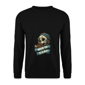 Moin du Nase Northern Germany North German Motif - Unisex Sweatshirt - black - Front - Alina (178cm) & Michal (187cm)