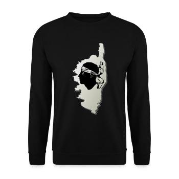 Carte de l’île de Corse en Corse France - Sweat-shirt Unisexe - noir - Devant - Alina (178cm) & Michal (187cm)