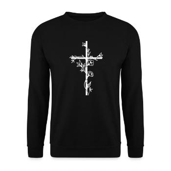 Jesus Vineleaves Kreuz Design für christliche - Unisex Pullover - Schwarz - Vorne - Alina (178cm) & Michal (187cm)