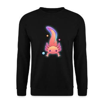Farbenfrohes Axolotl-Design für Axolotl-Liebhaber - Unisex Pullover - Schwarz - Vorne - Alina (178cm) & Michal (187cm)