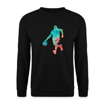 Basketball Player - PopArt - Unisex Pullover - Schwarz - Vorne - Alina (178cm) & Michal (187cm)