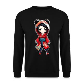 Cute Little Manga Geisha - Unisex Sweatshirt - black - Front - Alina (178cm) & Michal (187cm)