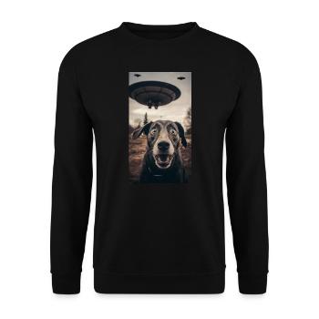 Alien UFO Drôle Chien Meme Selfie - Sweat-shirt Unisexe - noir - Devant - Alina (178cm) & Michal (187cm)