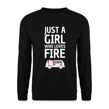 Just a girl who loves fire trucks - Unisex Sweatshirt - black - Front - Alina (178cm) & Michal (187cm)