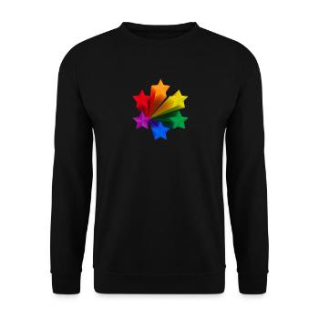 Dynamische Regenbogen-Sterne LGBT - Unisex Pullover - Schwarz - Vorne - Alina (178cm) & Michal (187cm)