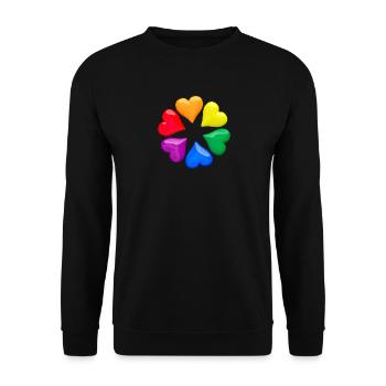 Des cœurs brillants dans le cercle des couleurs de l’arc-en-ciel LGBT - Sweat-shirt Unisexe - noir - Devant - Alina (178cm) & Michal (187cm)