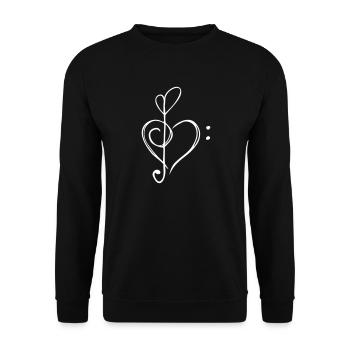 musik herz notenschlüssel - Unisex Pullover - Schwarz - Vorne - Alina (178cm) & Michal (187cm)