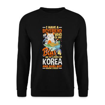 I Have A Boyfriend Who Is My Bias Kpop Kdrama - Unisex Pullover - Schwarz - Vorne - Alina (178cm) & Michal (187cm)
