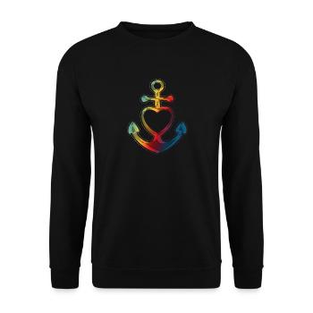 Faith Love Hope - ANKER HEART colorful - Unisex Sweatshirt - black - Front - Alina (178cm) & Michal (187cm)