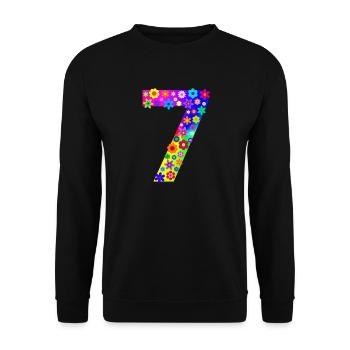 Blumen Zahl 7 - Unisex Pullover - Schwarz - Vorne - Alina (178cm) & Michal (187cm)