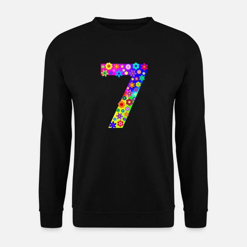 Blumen Zahl 7 - Unisex Pullover - Schwarz
