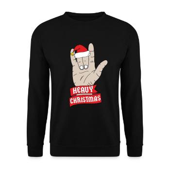Heavy Christmas Metal Hand Weihnachten Rocker Desi - Unisex Pullover - Schwarz - Vorne - Alina (178cm) & Michal (187cm)