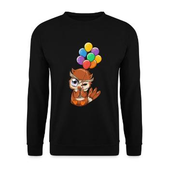 Ballon Wald Tier Waldbewohner Vogel Geschenk Eule - Unisex Pullover - Schwarz - Vorne - Alina (178cm) & Michal (187cm)