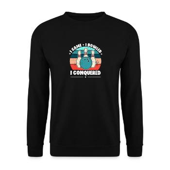 I Came I Bowled I Conquered Funny Bowling - Unisex Sweatshirt - black - Front - Alina (178cm) & Michal (187cm)