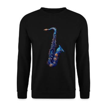 Saxophone Poisson - Sweat-shirt Unisexe - noir - Devant - Alina (178cm) & Michal (187cm)