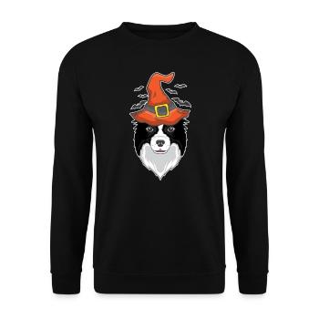 Halloween Hemd Hexe Border Collie Kostüm Geschenk - Unisex Pullover - Schwarz - Vorne - Alina (178cm) & Michal (187cm)