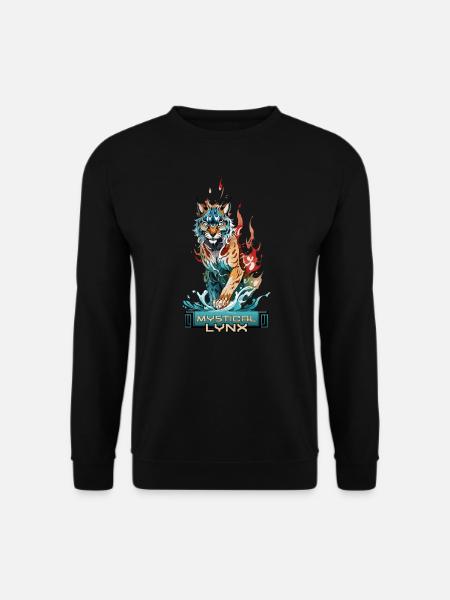 Mystischer Luchs: Wächter des Wassers und des Feuers - Unisex Pullover - Schwarz