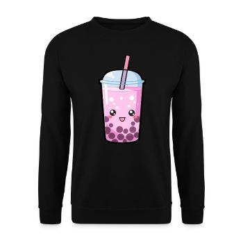 Kawaii Boba Tea Pink - Anime Shirt - Unisex Sweatshirt - black - Front - Alina (178cm) & Michal (187cm)