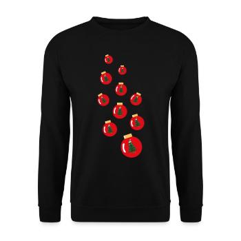 Wilde Weihnachtskugeln mit Weihnachtsbäumen. - Unisex Pullover - Schwarz - Vorne - Alina (178cm) & Michal (187cm)