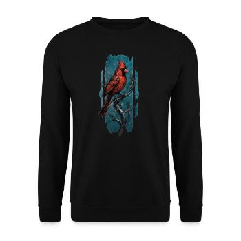 Cardinal du Nord perché sur une branche - Sweat-shirt Unisexe - noir - Devant - Alina (178cm) & Michal (187cm)