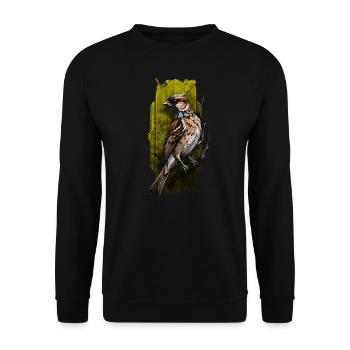 Majestätischer Kardinalvogel sitzt auf einem Ast - Unisex Pullover - Schwarz - Vorne - Alina (178cm) & Michal (187cm)