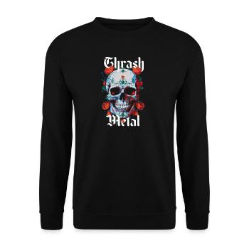 Thrash Metal design with skull and roses. - Unisex Sweatshirt - black - Front - Alina (178cm) & Michal (187cm)