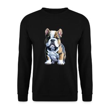 Cute Bulldog Puppy - Unisex Sweatshirt - black - Front - Alina (178cm) & Michal (187cm)