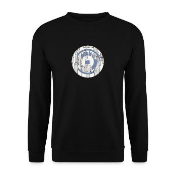 Kreis Design abstrakt blau grau 005 - Unisex Pullover - Schwarz - Vorne - Alina (178cm) & Michal (187cm)