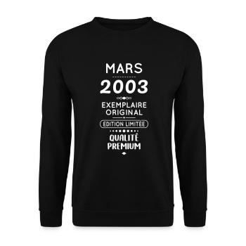 Anniversaire 20 ans - Mars 2003 Original - Sweat-shirt Unisexe - noir - Devant - Alina (178cm) & Michal (187cm)