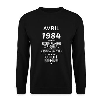 Anniversaire 40 ans - Avril 1984 Original - Sweat-shirt Unisexe - noir - Devant - Alina (178cm) & Michal (187cm)