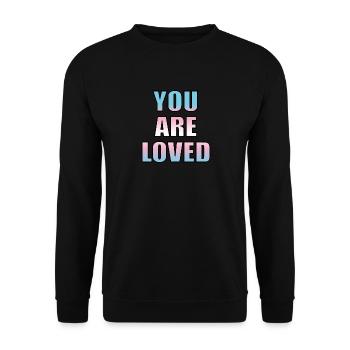 Trans youth are loved - Unisex Sweatshirt - black - Front - Alina (178cm) & Michal (187cm)