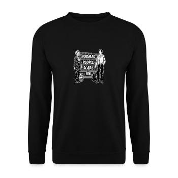 Normal people scare me - Unisex Pullover - Schwarz - Vorne - Alina (178cm) & Michal (187cm)