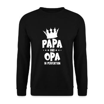 PAPA OPA SPRUCH - Unisex Pullover - Schwarz - Vorne - Alina (178cm) & Michal (187cm)