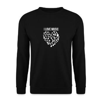 Musik Liebe Musiknoten Geschenk Geschenkidee Gift - Unisex Pullover - Schwarz - Vorne - Alina (178cm) & Michal (187cm)