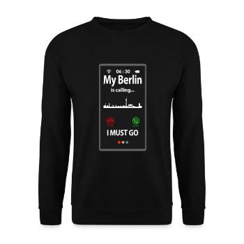 Berlin is Calling - Unisex Pullover - Schwarz - Vorne - Alina (178cm) & Michal (187cm)