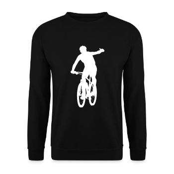 Cyclist Silhouette MTB Bike - Unisex Sweatshirt - black - Front - Alina (178cm) & Michal (187cm)