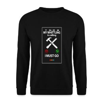 Whittling Holzschnitzer Holz Schnitzen Spruch - Unisex Pullover - Schwarz - Vorne - Alina (178cm) & Michal (187cm)