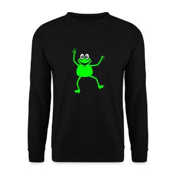 Happy Frog Peace Victory Hand Signal Cool - Sweat-shirt Unisexe - noir - Devant - Alina (178cm) & Michal (187cm)