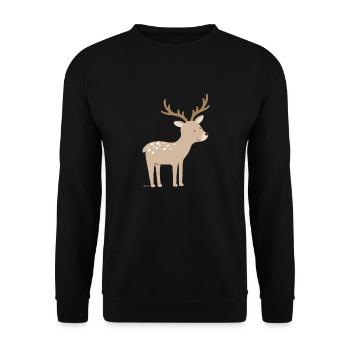 Hirsch - Unisex Pullover - Schwarz - Vorne - Alina (178cm) & Michal (187cm)