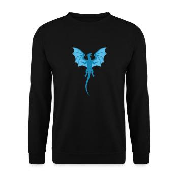 Drache Blau - Unisex Pullover - Schwarz - Vorne - Alina (178cm) & Michal (187cm)