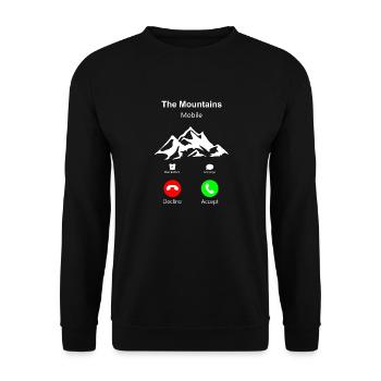 The Mountains Mobile 3 Die Berge rufen an - Unisex Pullover - Schwarz - Vorne - Alina (178cm) & Michal (187cm)