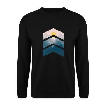 Hiking Man Mountains Climbing Sun Nature Graphic P - Unisex Sweatshirt - black - Front - Alina (178cm) & Michal (187cm)