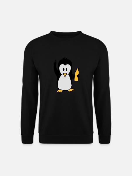 Drunk drinking beer party Penguin - Unisex Sweatshirt - black