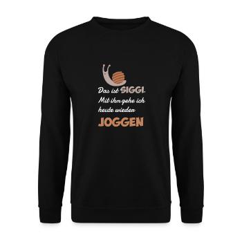 Ich gehe heute mit einer Schnecke joggen Geschenk - Unisex Pullover - Schwarz - Vorne - Alina (178cm) & Michal (187cm)