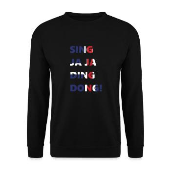 Singen Sie ja ja ding dong Eurovision Island Shirt - Unisex Pullover - Schwarz - Vorne - Alina (178cm) & Michal (187cm)